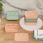 No-Tox Silicone Bento Lunch Box - 4 Compartments - Confetti Pink (1.2L) - Image 5