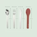 Stainless Steel 3 Piece Reusable Cutlery Set with Protective Silicone Sleeve - Terracotta - Image 3