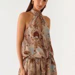 Rhodanthe Drop Waist Mini Dress - Desert Blur