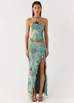 Lloyd Beaded Halter Top - Aqua Blur - 图片 4