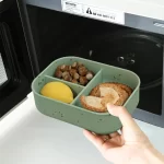 No-Tox Silicone Bento Lunch Box - 3 Compartments - Confetti Olive (715ml) - Image 7
