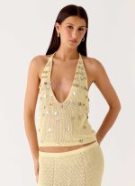 Adelaida Beaded Crochet Top - Yellow - 图片 5
