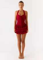 Someone Else Mini Skort - Dark Cherry - 图片 6