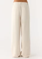 Delong Low Rise Linen Pants - Oatmeal - 图片 4
