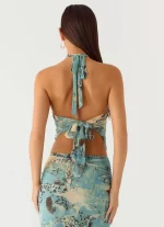 Lloyd Beaded Halter Top - Aqua Blur - 图片 3