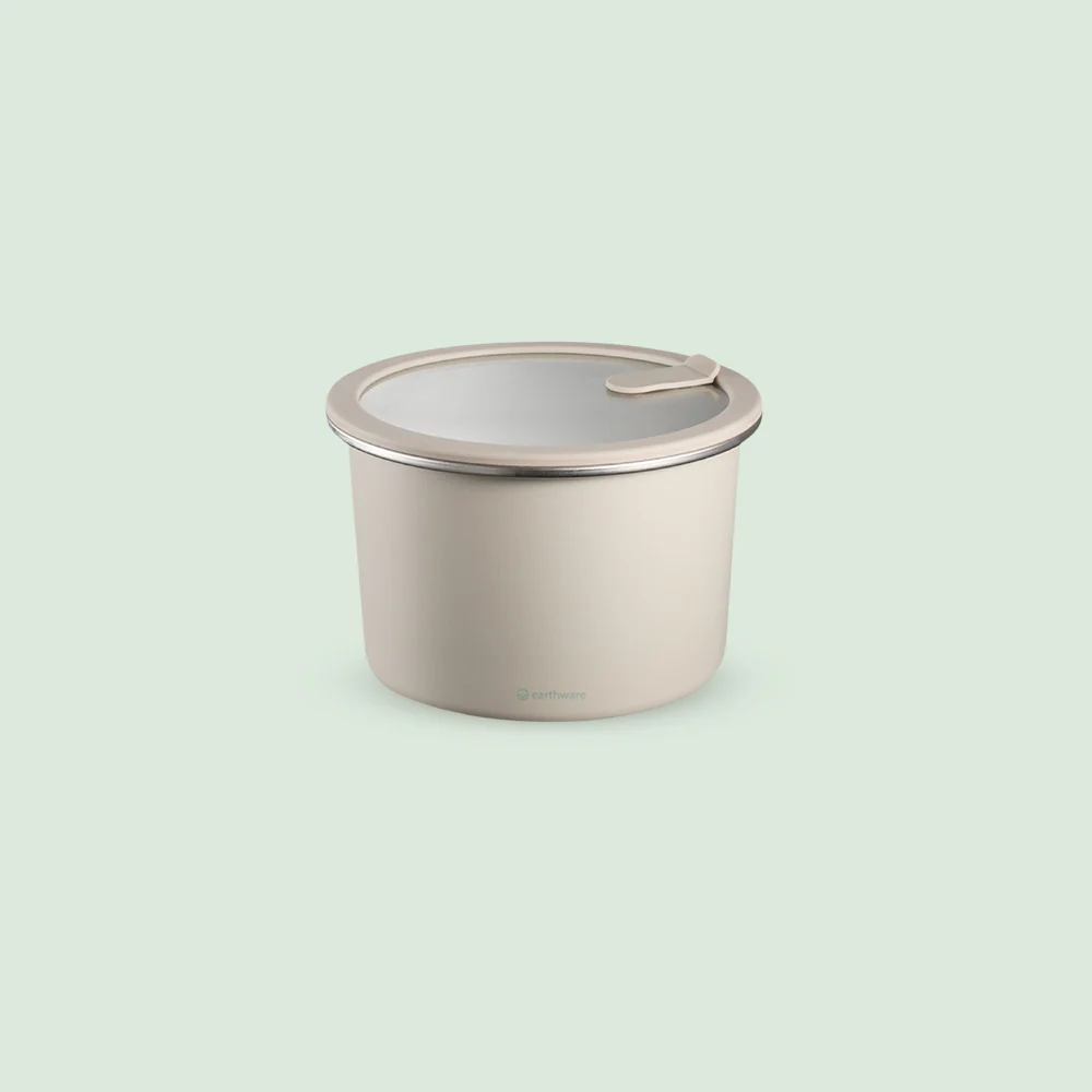 E105BF80-4BD3-8002-FBCD-1FA0AF72F61E.webp Stainless Steel Food Storage Container - Circle (900ml) - Image 1