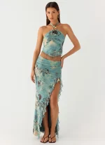 Lloyd Beaded Halter Top - Aqua Blur - 图片 6