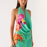 Halia Cowl Mini Dress - Jungle Bloom