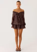 Elris Drop Waist Mini Dress - Cool Chocolate - 图片 3