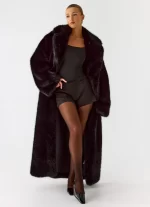 Kamil Faux Fur Maxi Coat - Black - 图片 8