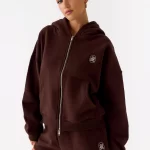 Signature Double Zip Up Hoodie - Chocolate